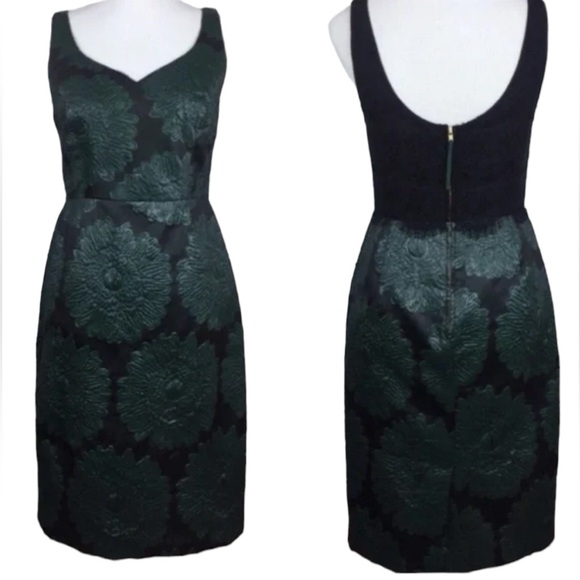Anthropologie Emerald Green Hidden Blooms Sheath Dress Sz 6 - Picture 9 of 13